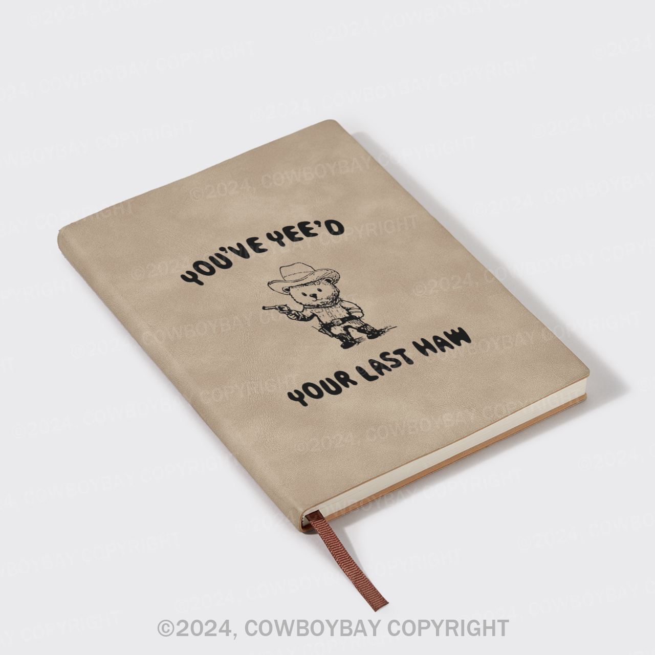 A5 Vintage Sheepbark Notebook-Cowboy Bear As A Cop