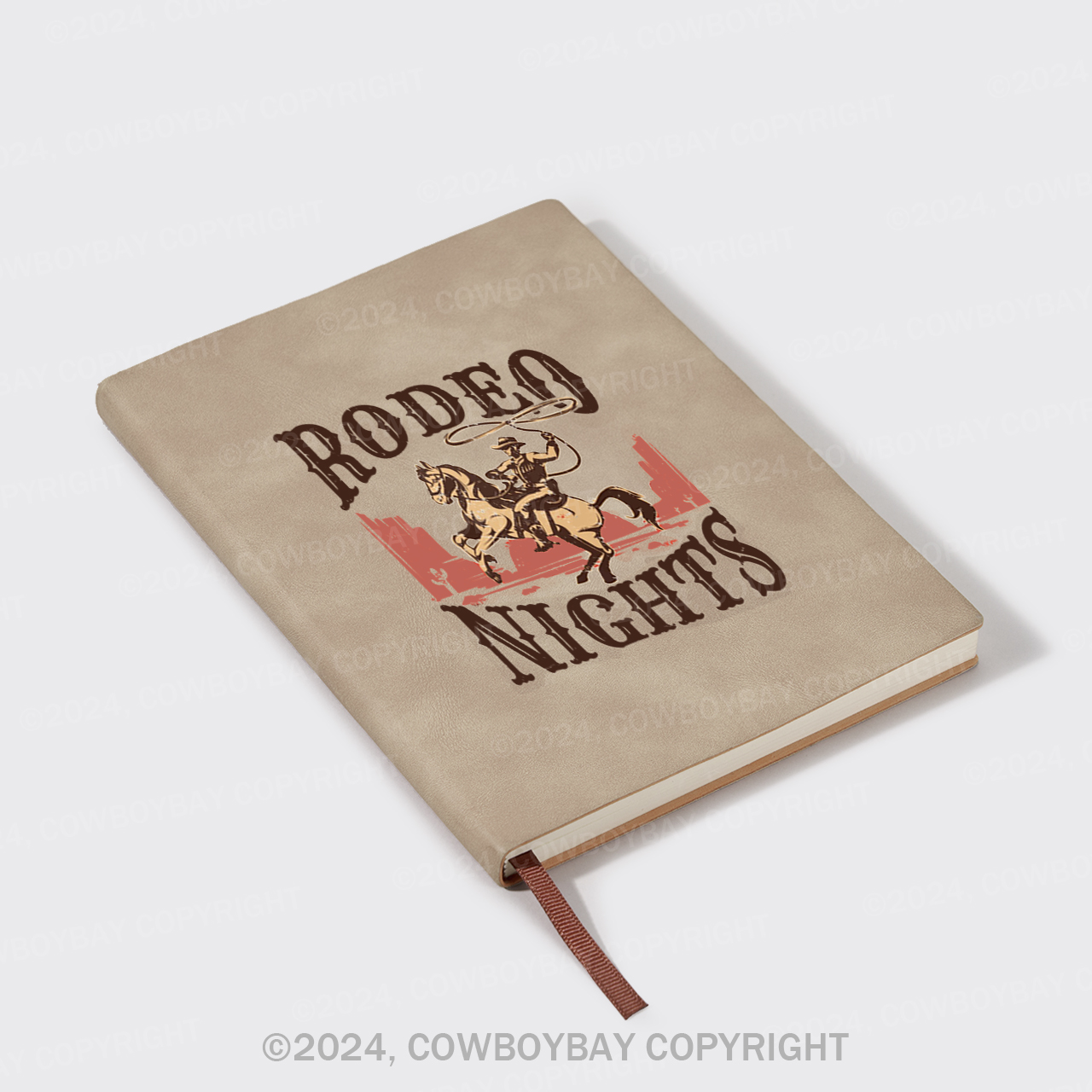 A5 Vintage Sheepbark Notebook-Rodeo Nights Cowboy