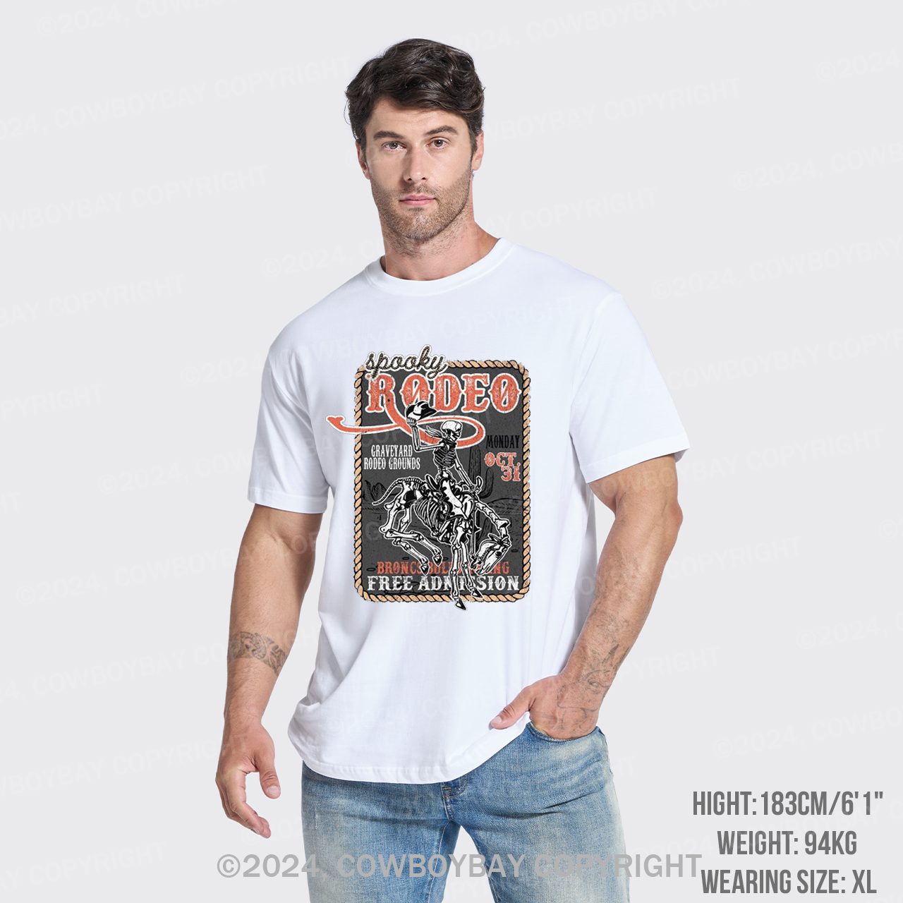 Funny Skeletons In Weird Rodeo T-Shirts