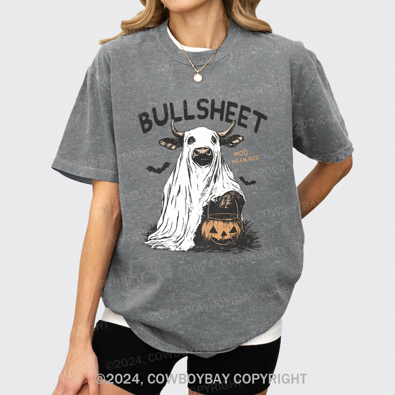 Funny Halloween Bullsheet Garment-dye Tees