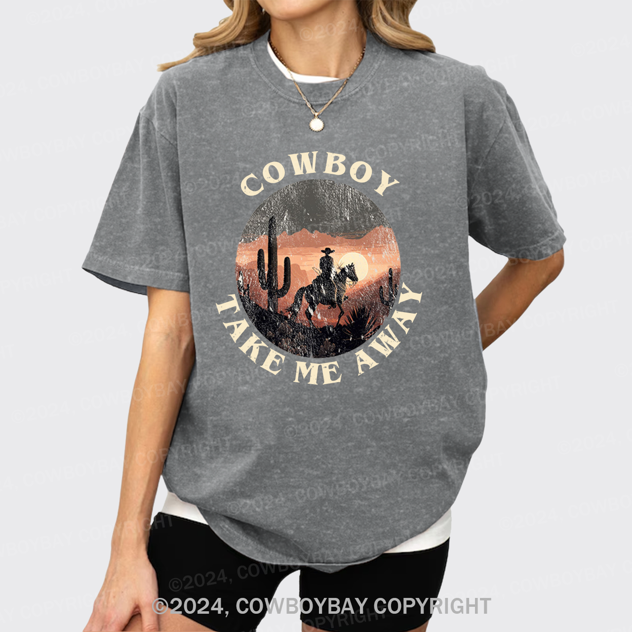 Cowboy Take Me Away Cute Farm Garment-dye Tees