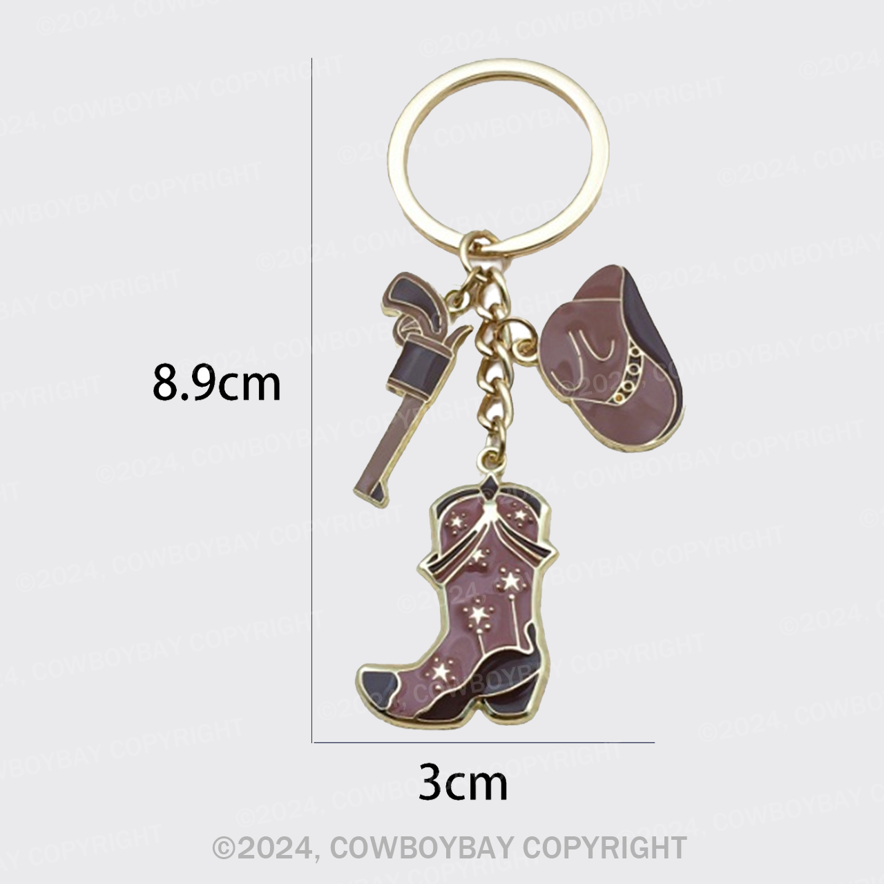 Vintage Brown Western Cowboy Hat Boot Pendant keychain