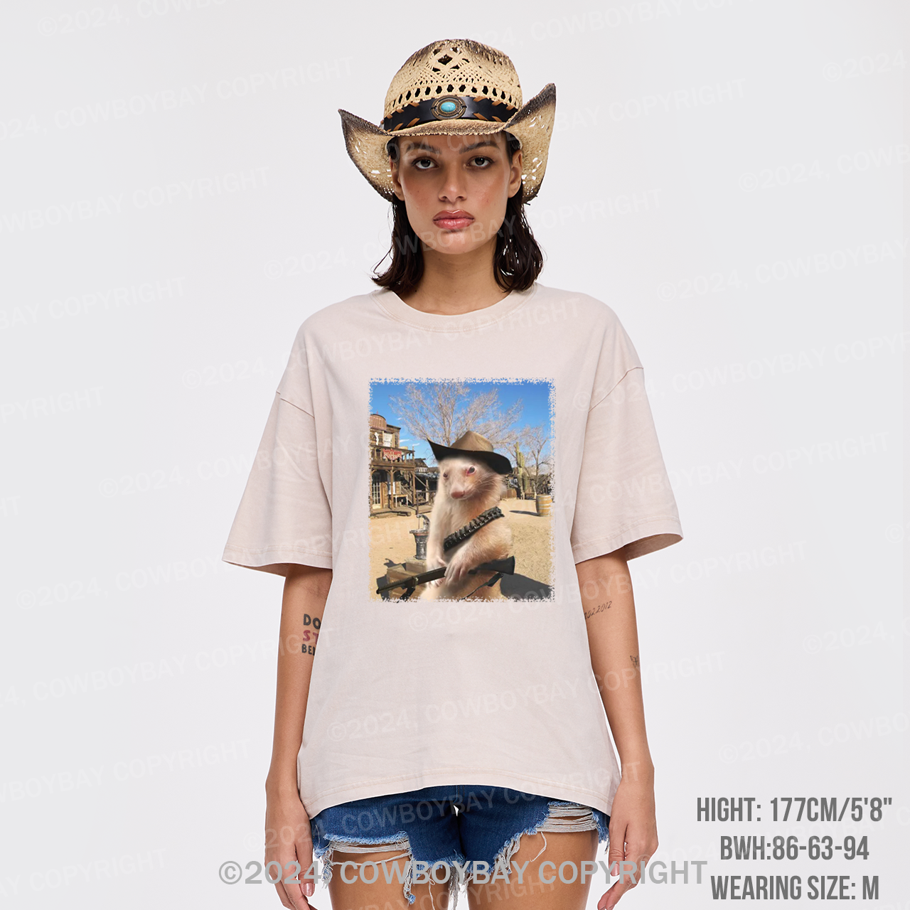 Funny Ferret Cowboy Garment-dye Tees