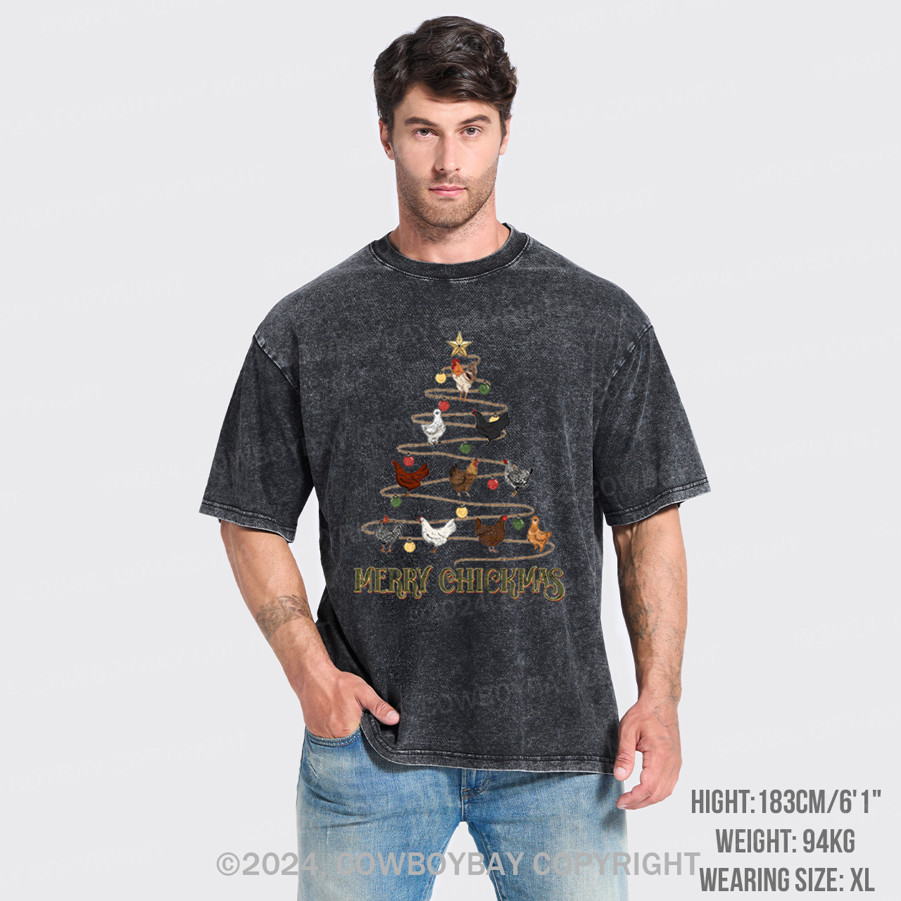 Christmas Chicken Vintage Garment-dye Tees