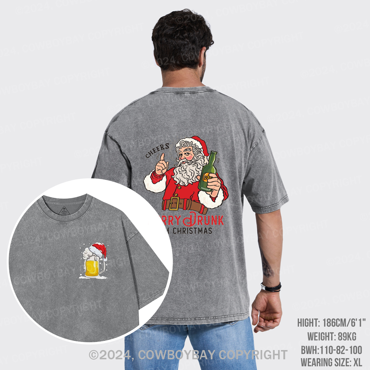 Merry Drunk,I'm Christmas-Santa Garment-dye Tees