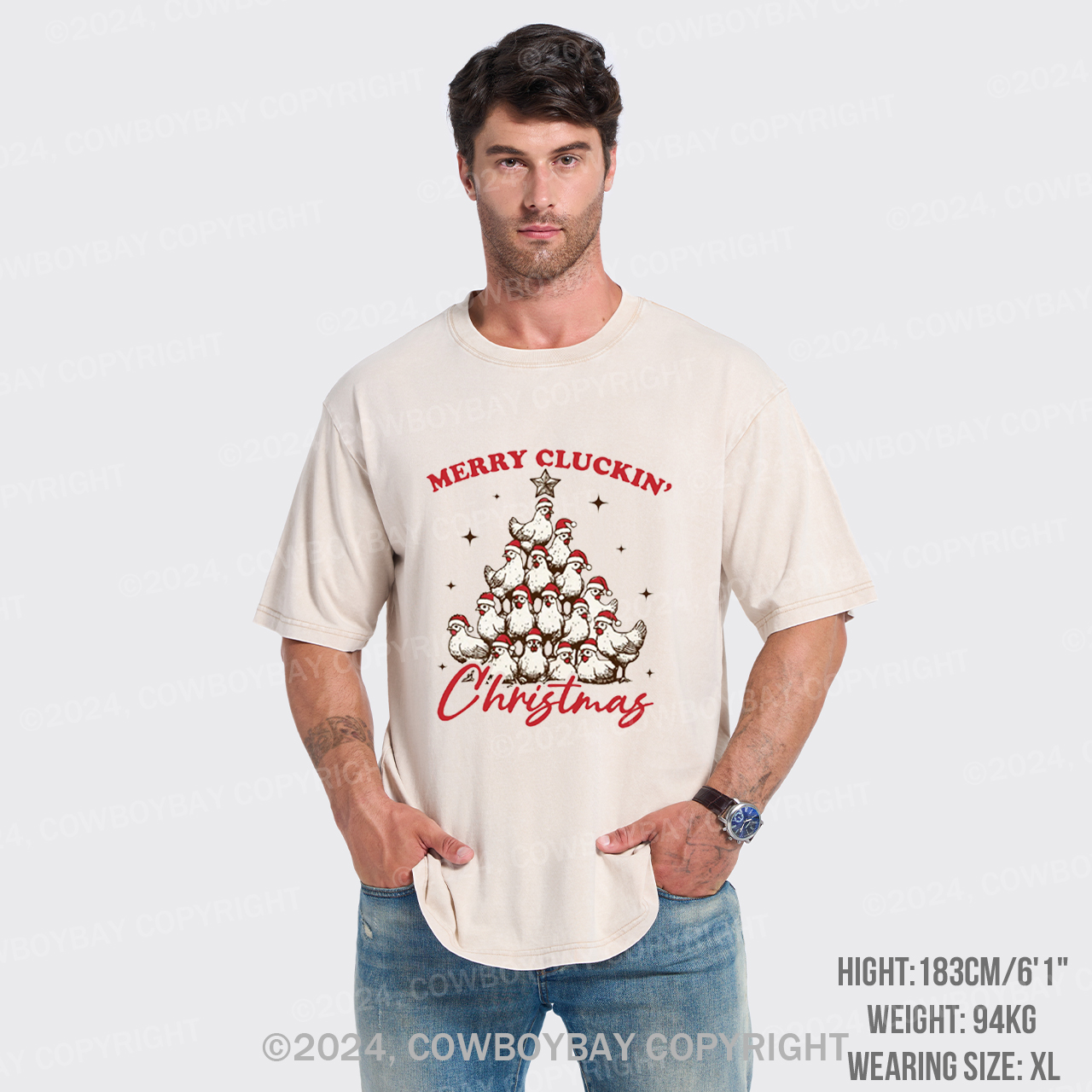 Merry Christmas Chickens Garment-dye Tees