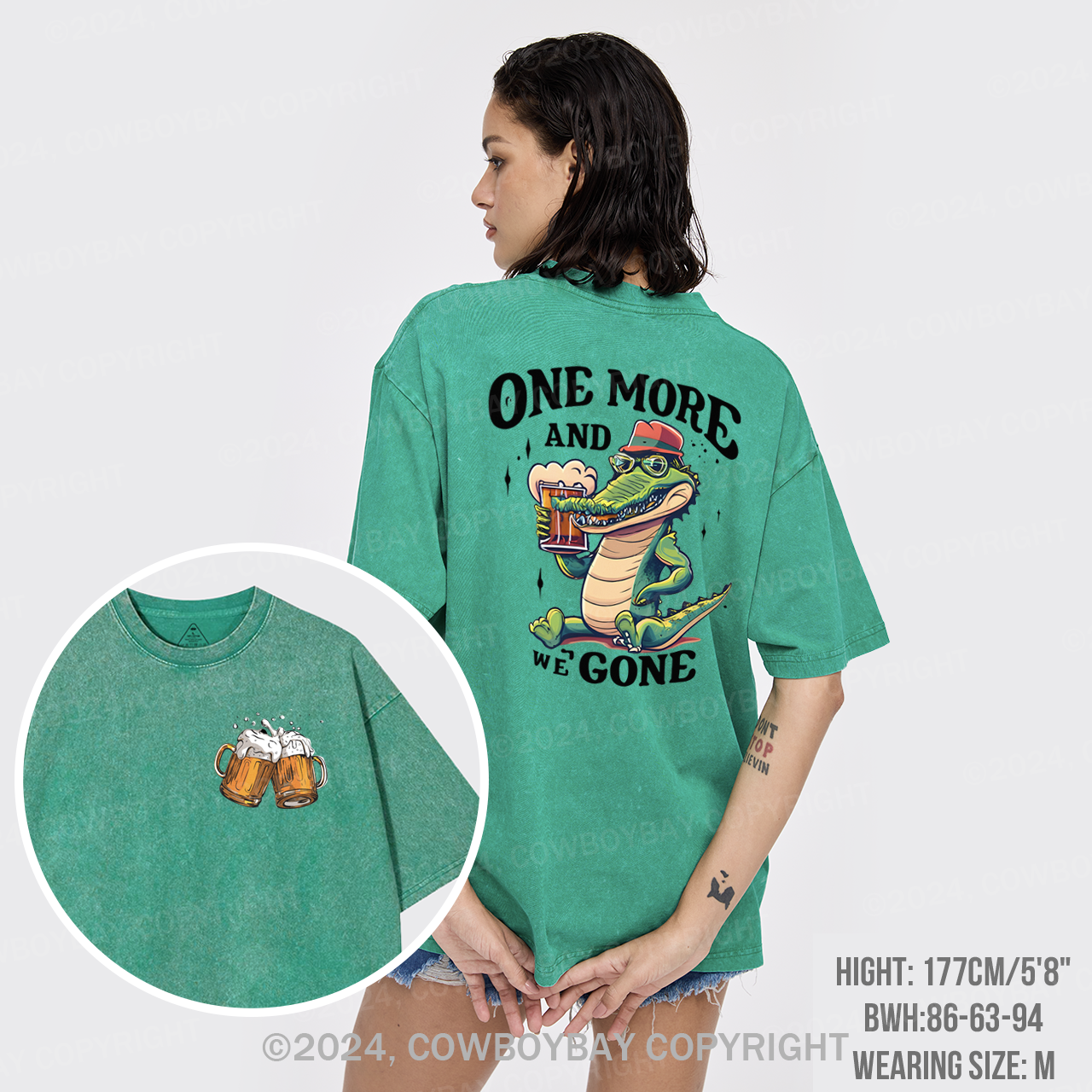 A Crocodile Drinking Beer Garment-dye Tees