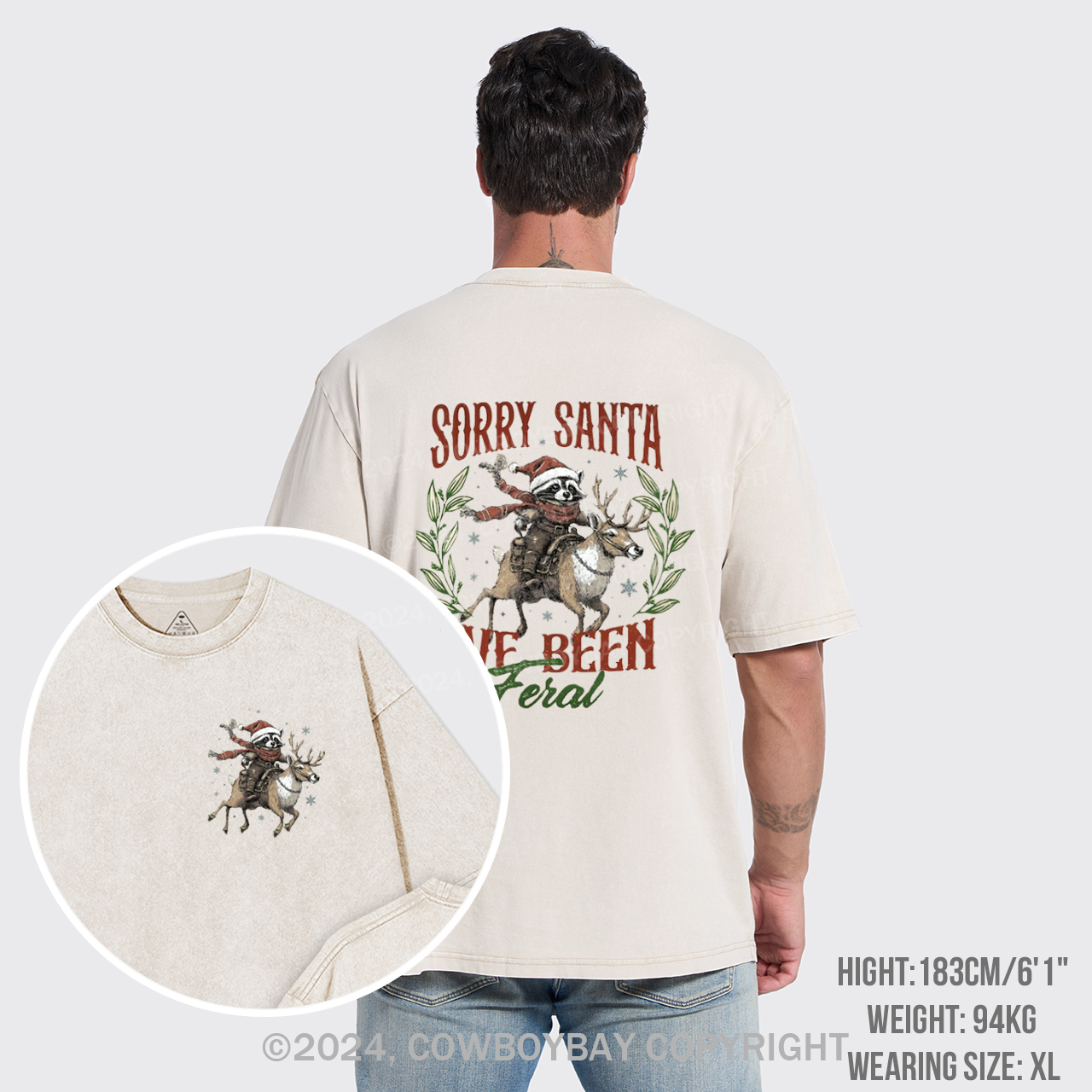 Christmas Raccoon,Sorry Santa Garment-dye Tees