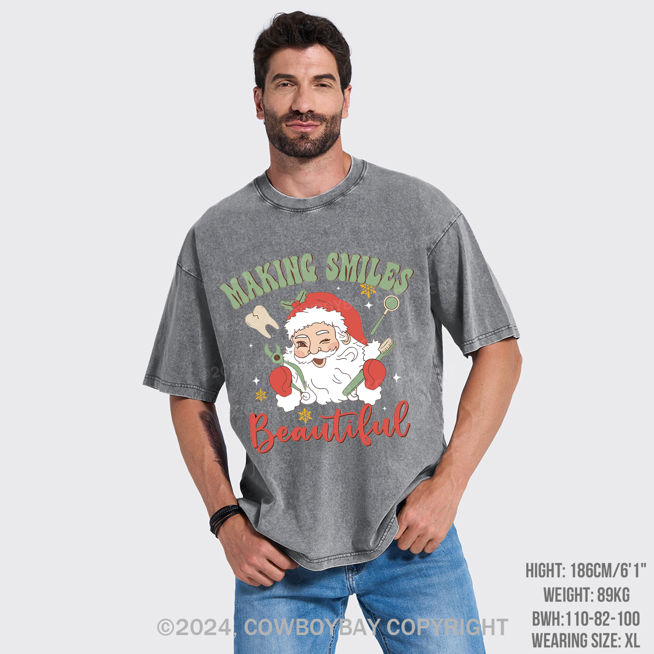 Making Smiles Santa Teeth Beautiful Garment-dye Tees
