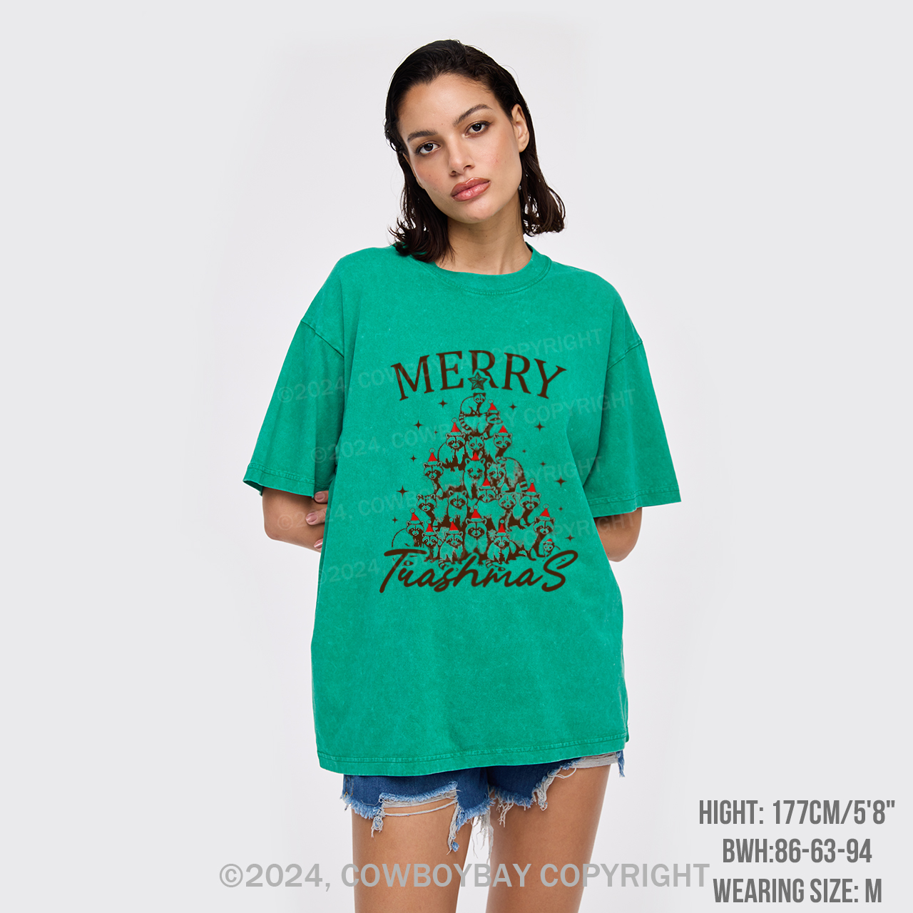 Christmas Feral Raccoon Tree Garment-dye Tees