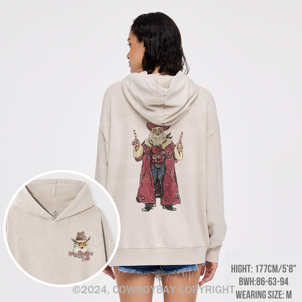 Christmas Cowboy Santa Garment-Dye Hoodies