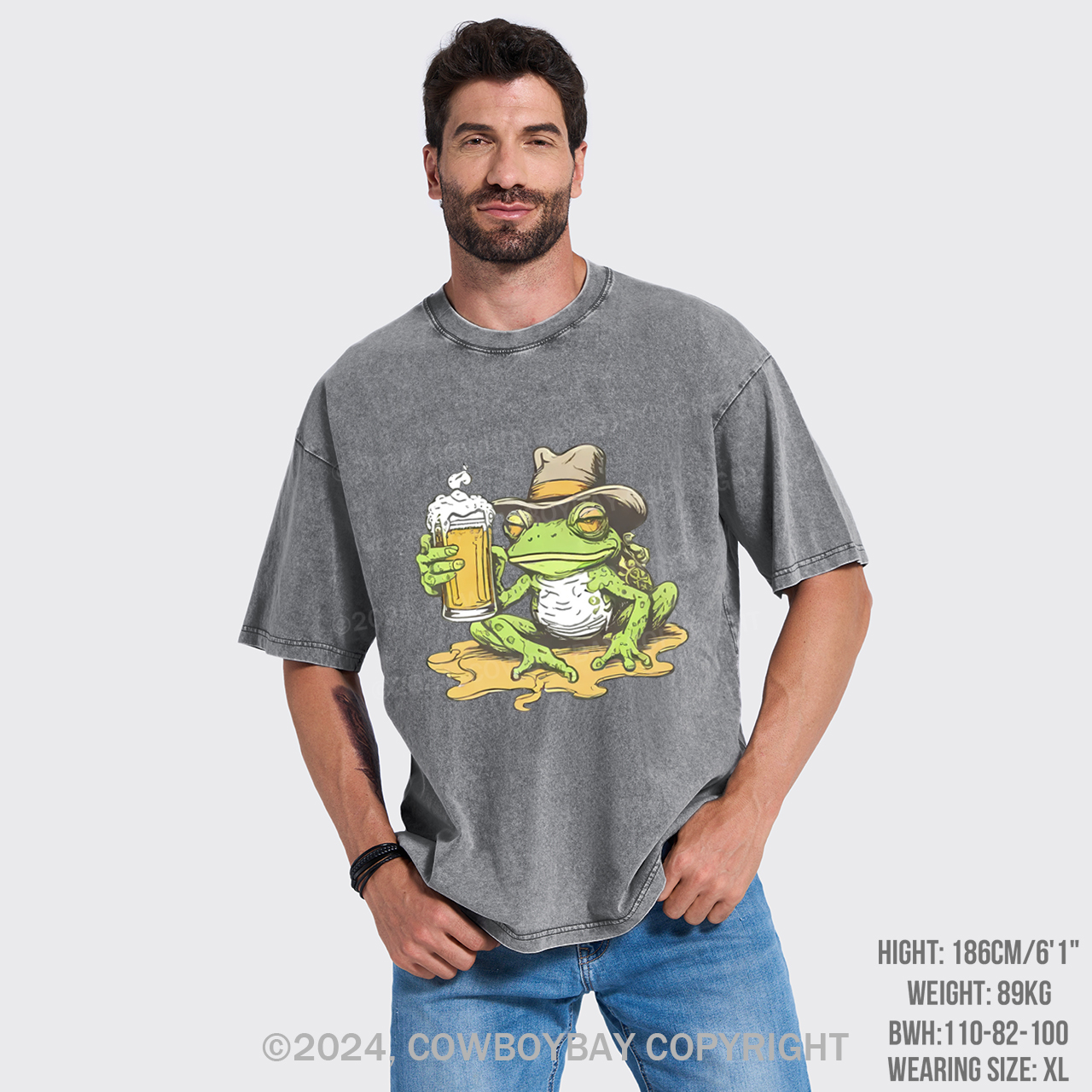 Frog And Beer Garment-dye Tees