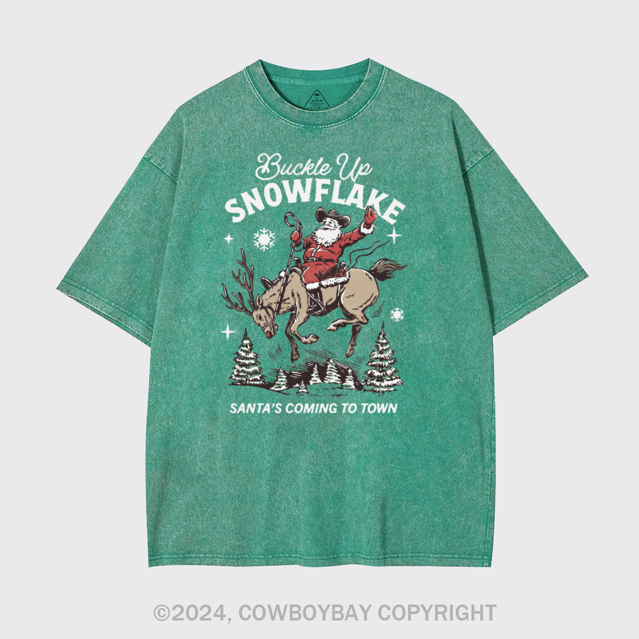 Retro Christmas Cowboy Santa Garment-dye Tees