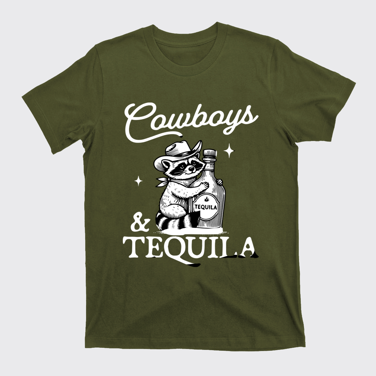 Funny Raccoon-Cowboys & Tequila T-Shirts