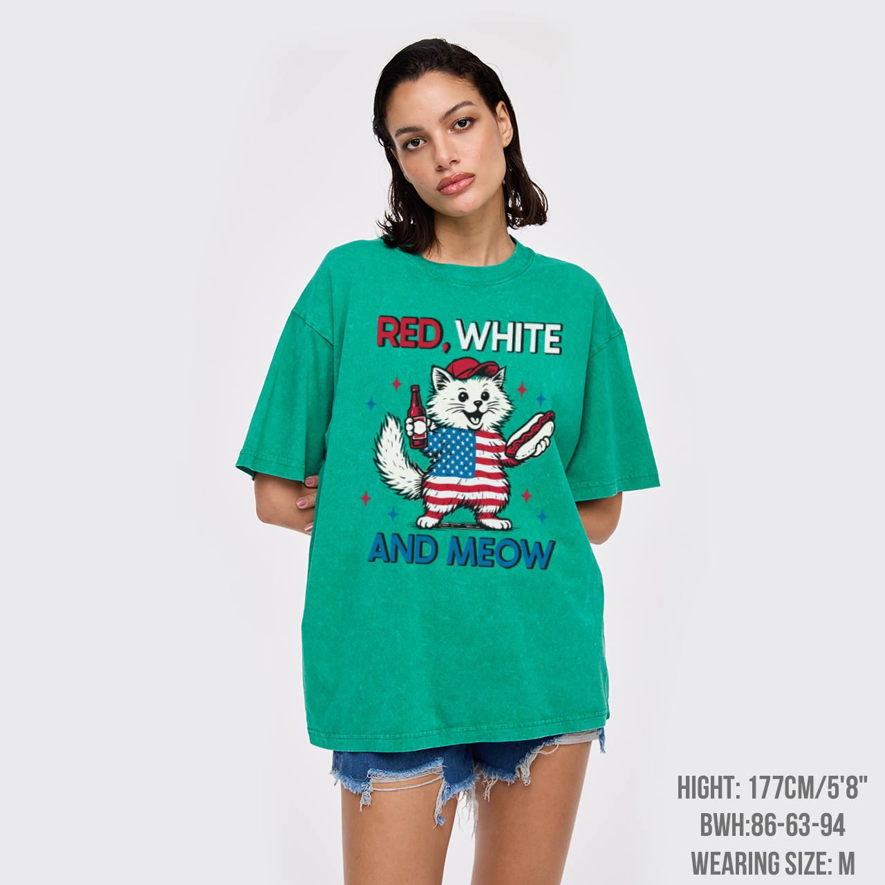 Funny Independence Day-Patriotic Cat Garment-dye Tees