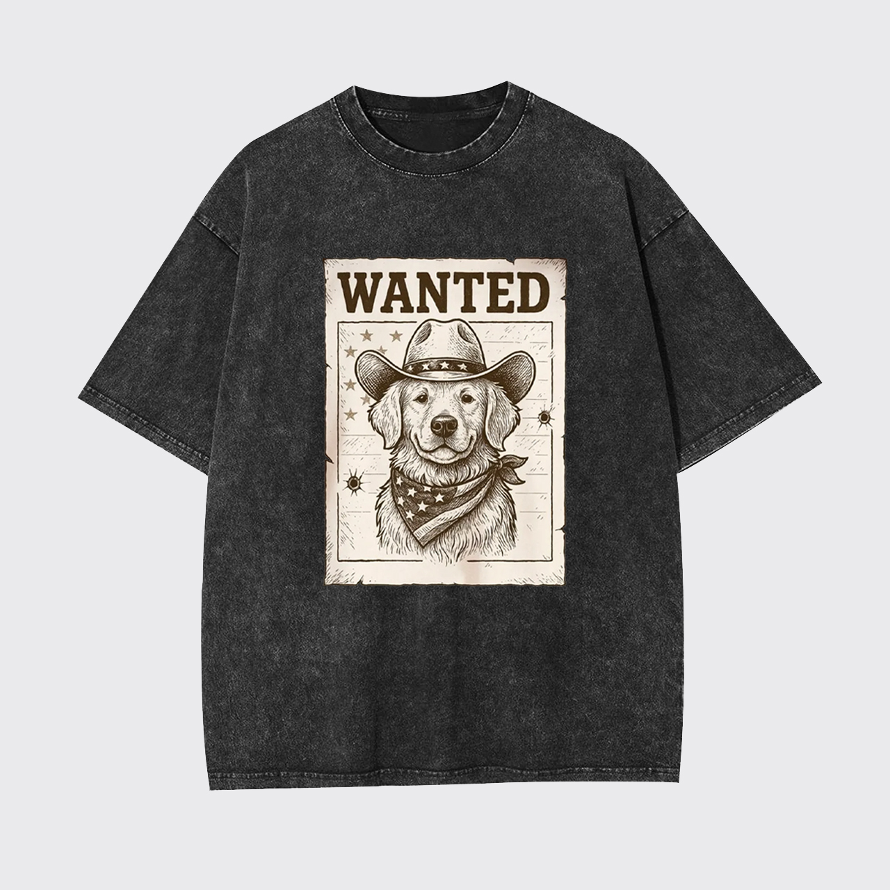Wanted Poster Cowboy Dog Garment-dye Tees