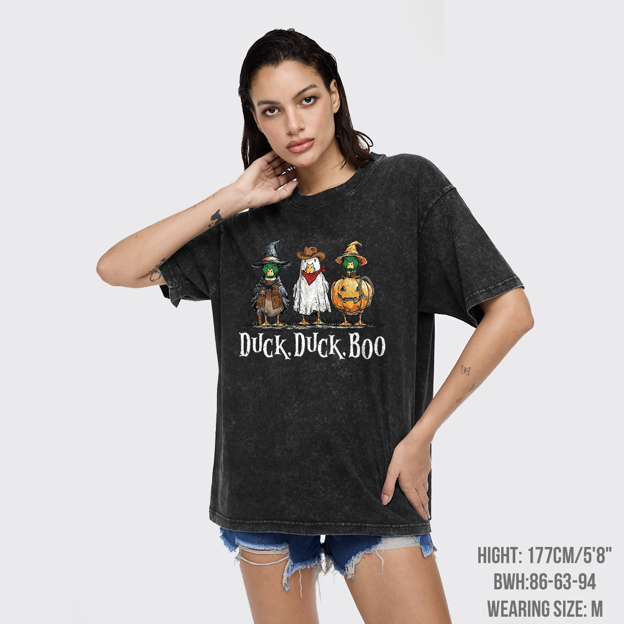 Duck Duck Boo Funny Goose Halloween Garment-dye Tees