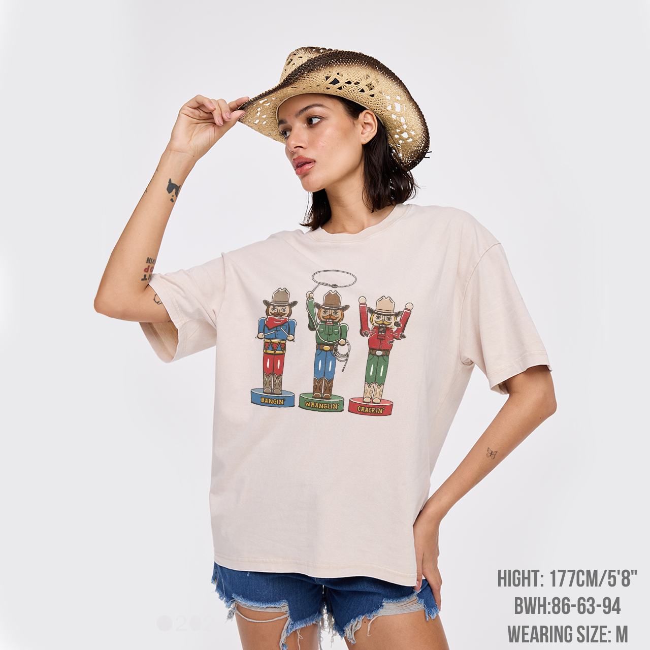Retro Cowboy Christmas Holiday Season Western Garment-dye Tees
