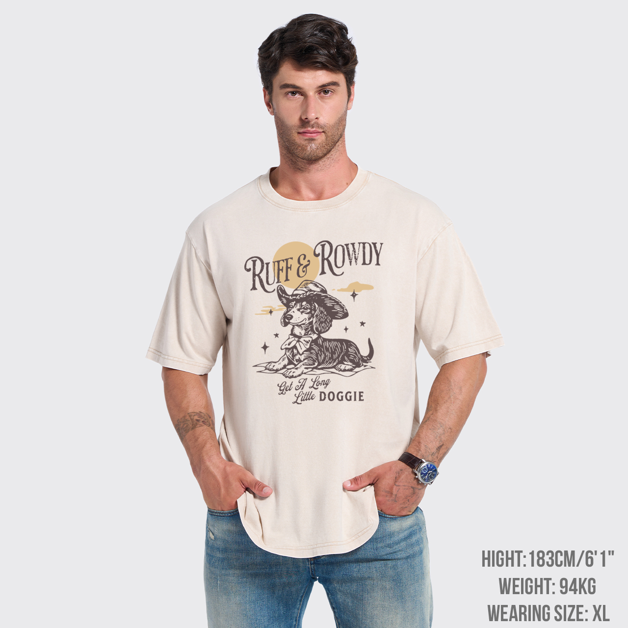 Dachshund Cowboy Get A Long Little Doggie Garment-dye Tees