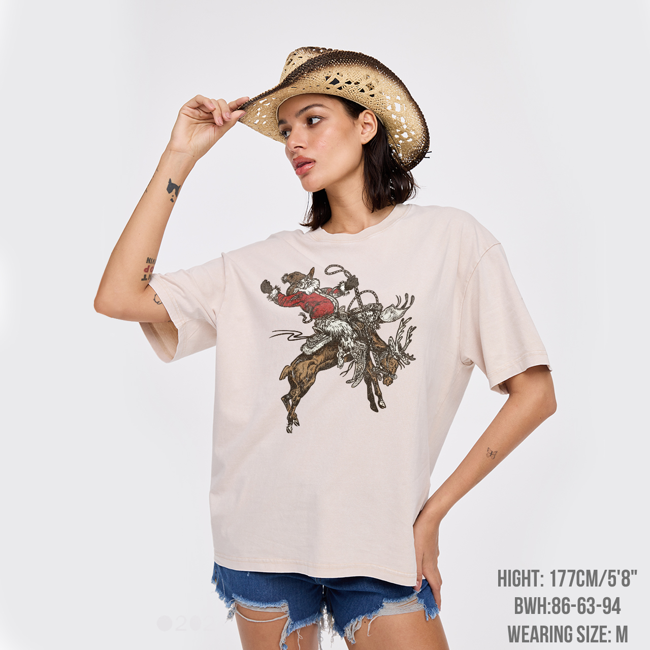 Cowboy Santa Jingle Horse Reindeer Garment-dye Tees