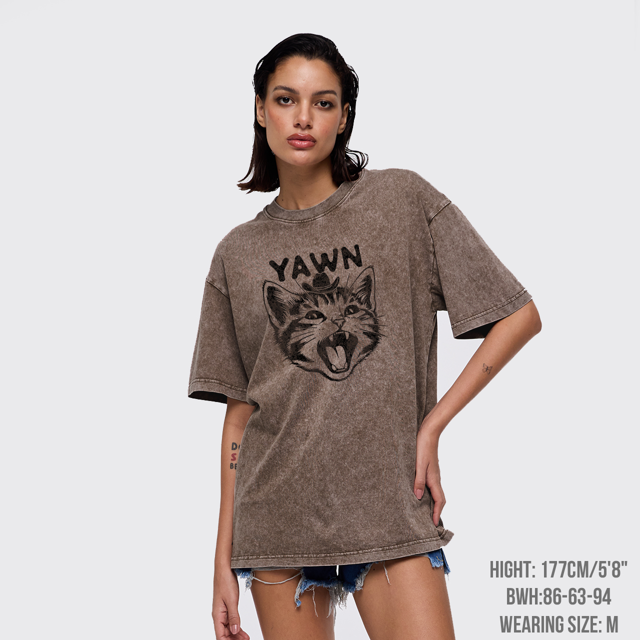 Yawn Retro Kitten Garment-dye Tees