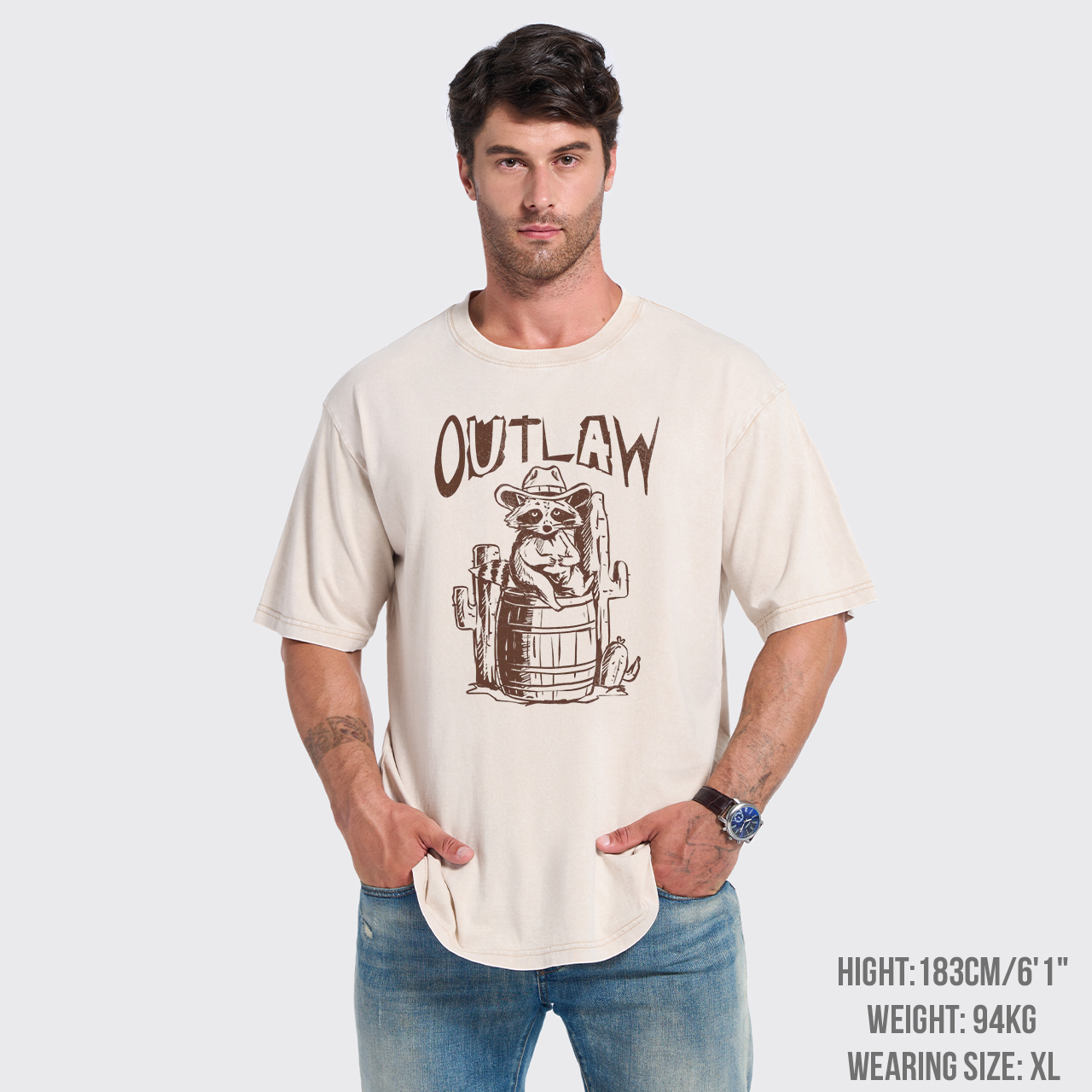Retro Outlaw Raccoon Cowboy Garment-dye Tees