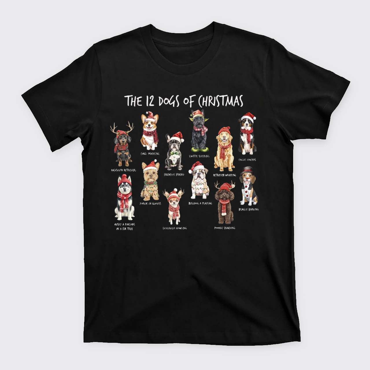 Retro 12 Dogs of Christmas T-Shirts