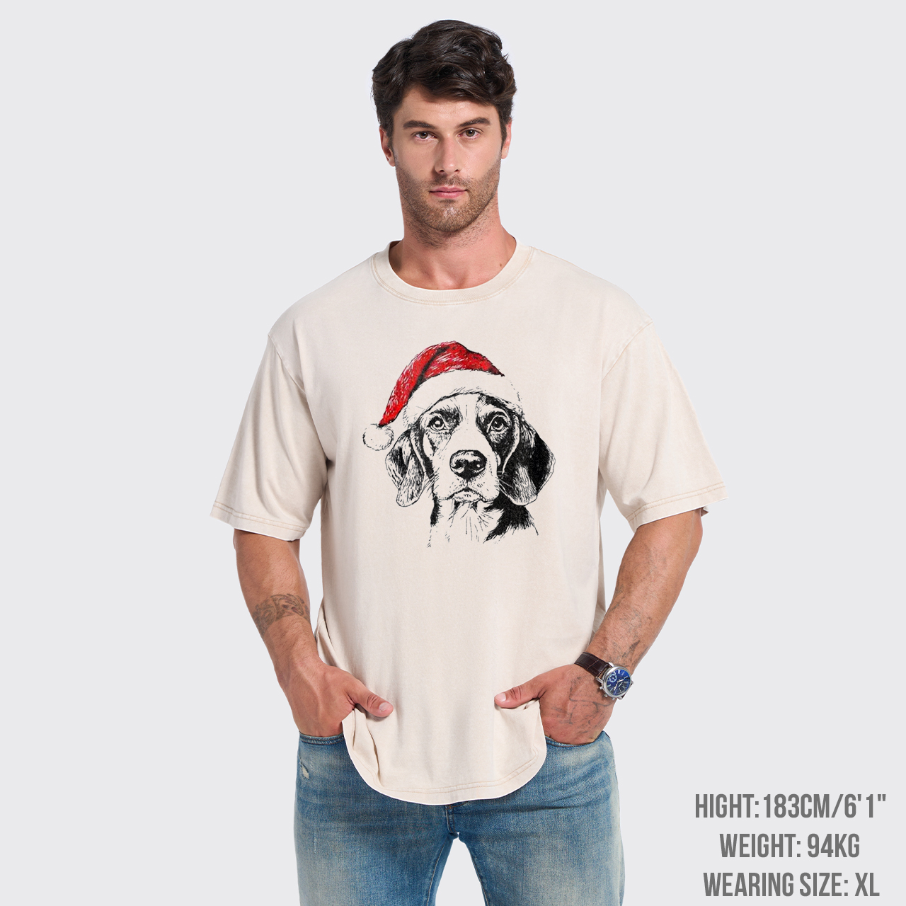 Custom Santa Paws Dog Breed Garment-dye Tees