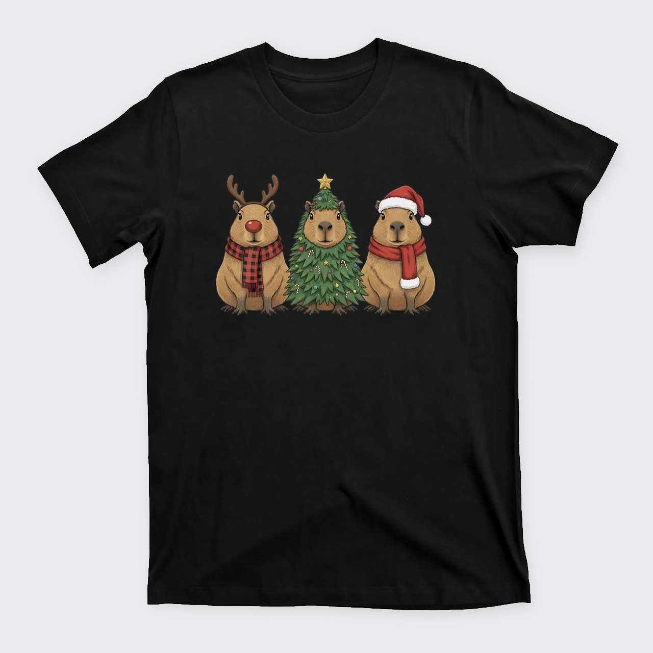 Santa Capybara Christmas T-Shirts
