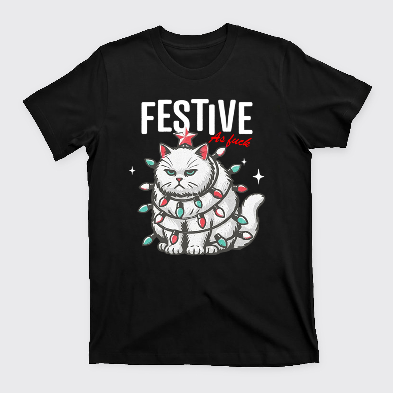 Funny Christmas Cat Sarcastic Holiday T-Shirts