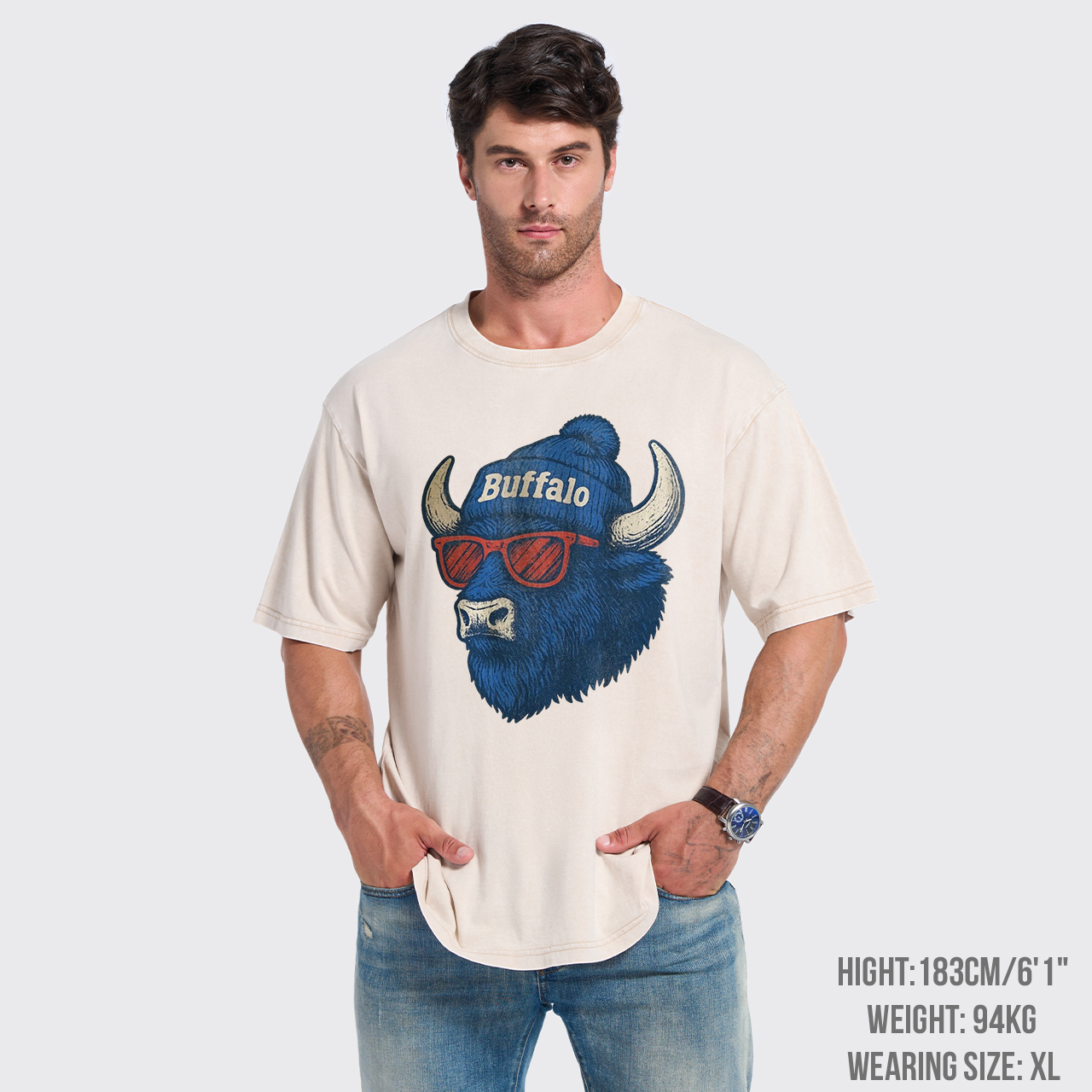 Mascot Style Football Garment-dye Tees