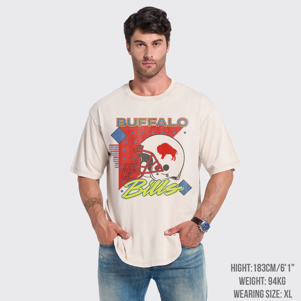 90s Retro Vintage Style Football Garment-dye Tees
