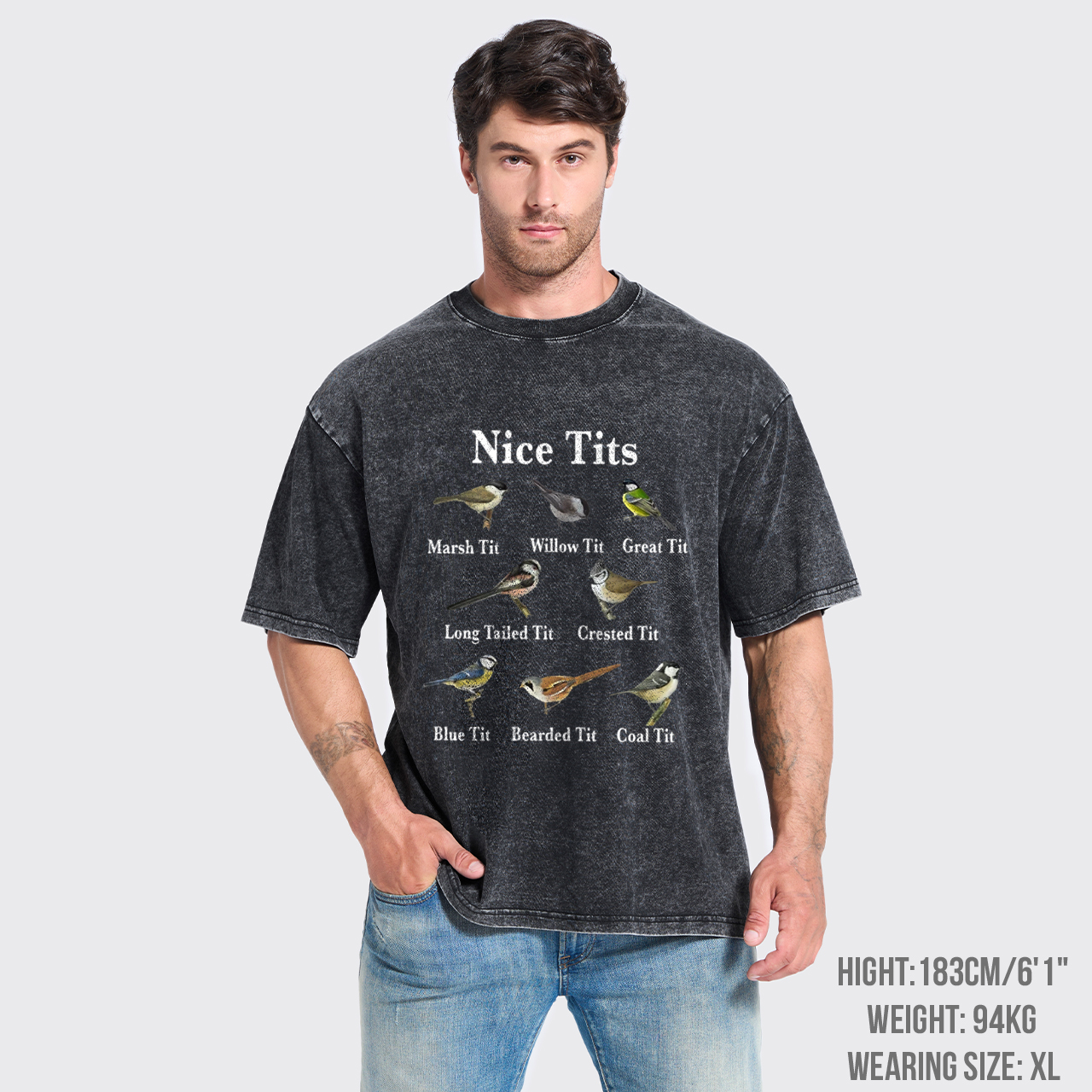 Funny Bird Tits Garment-dye Tees