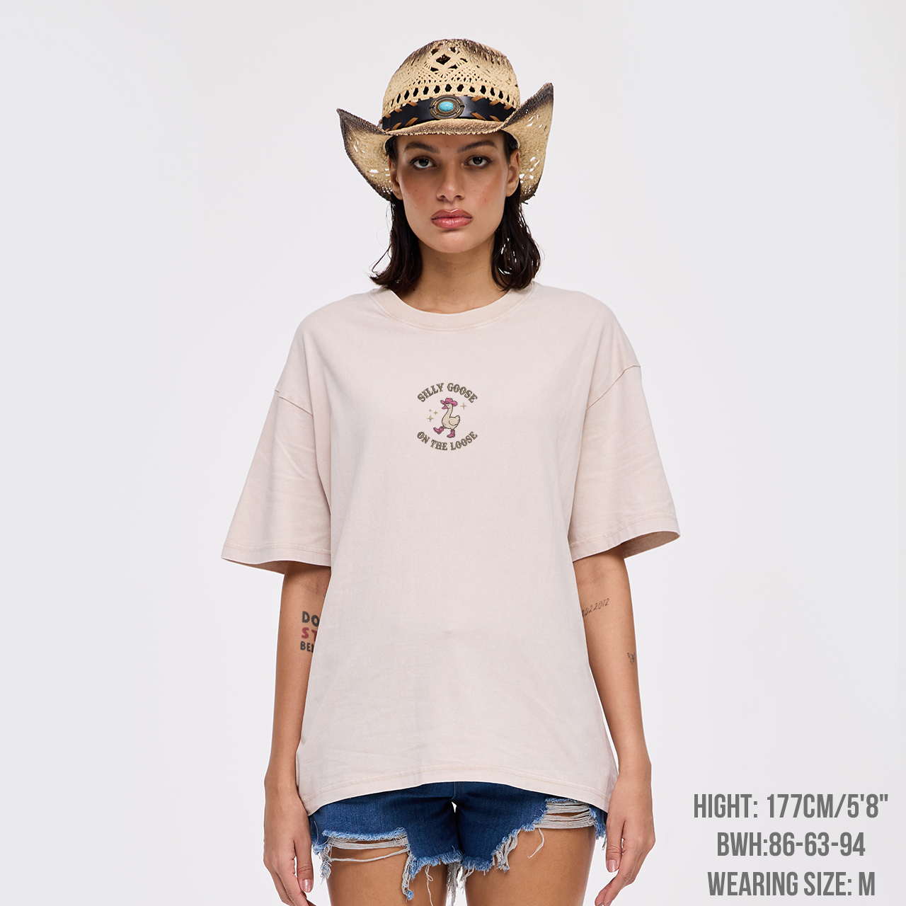 Embroidered Silly Goose On The Loose Cowgirl Garment-dye Tees