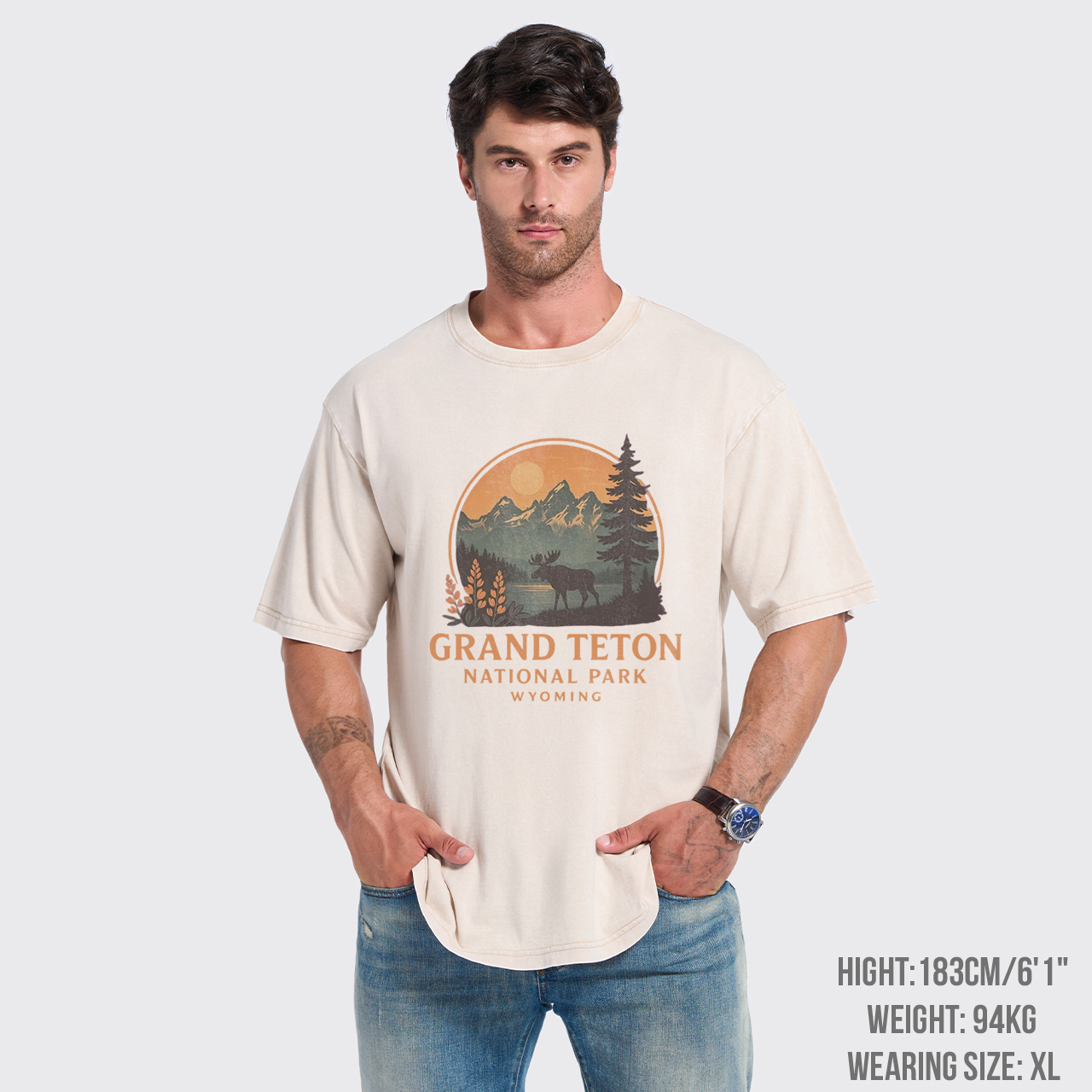 Retro Gand Teton National Park Garment-dye Tees