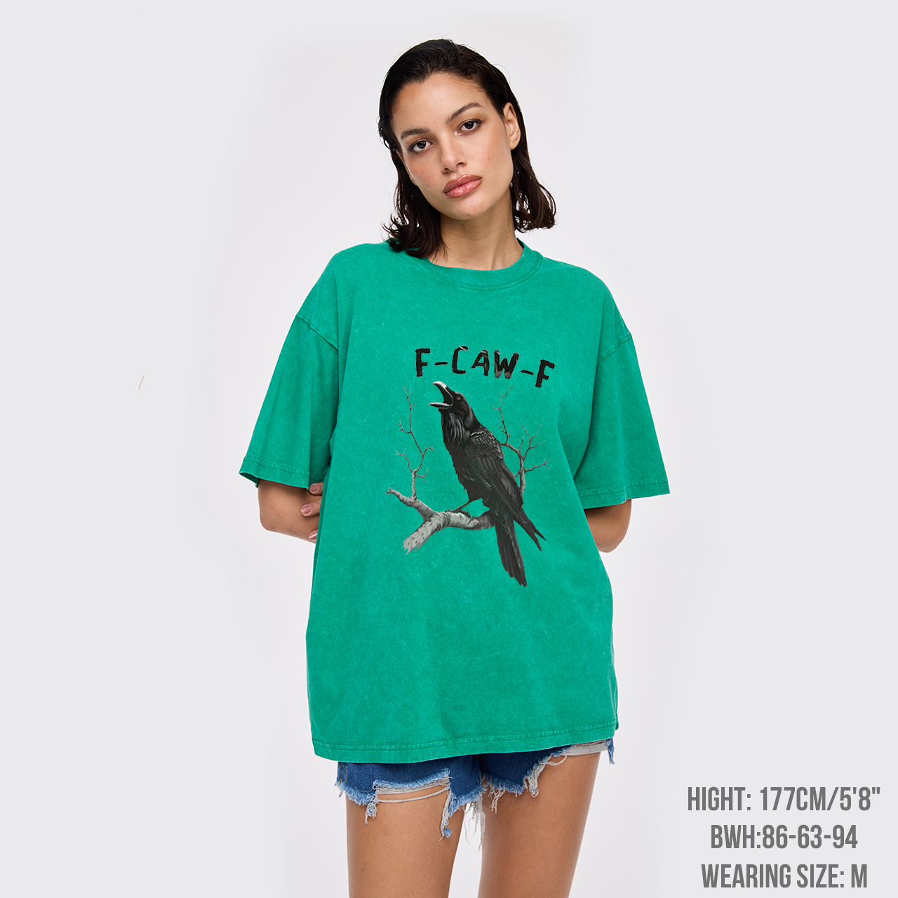 F-Caw-F Black Bird Garment-dye Tees