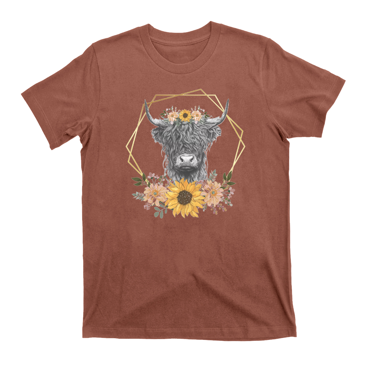 Highland Cow Sunflower Sea Valentine T-Shirts