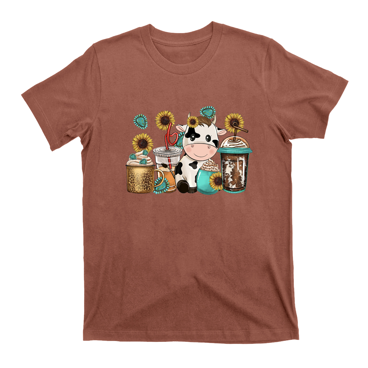 Western Cow Coffee Cups T-Shirt