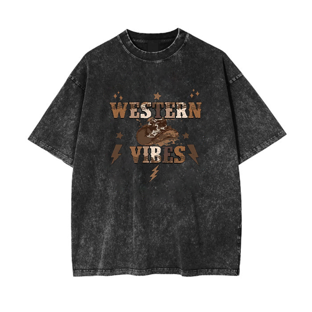 Western Hat Vibes Garment-dye Tees For Cowboy