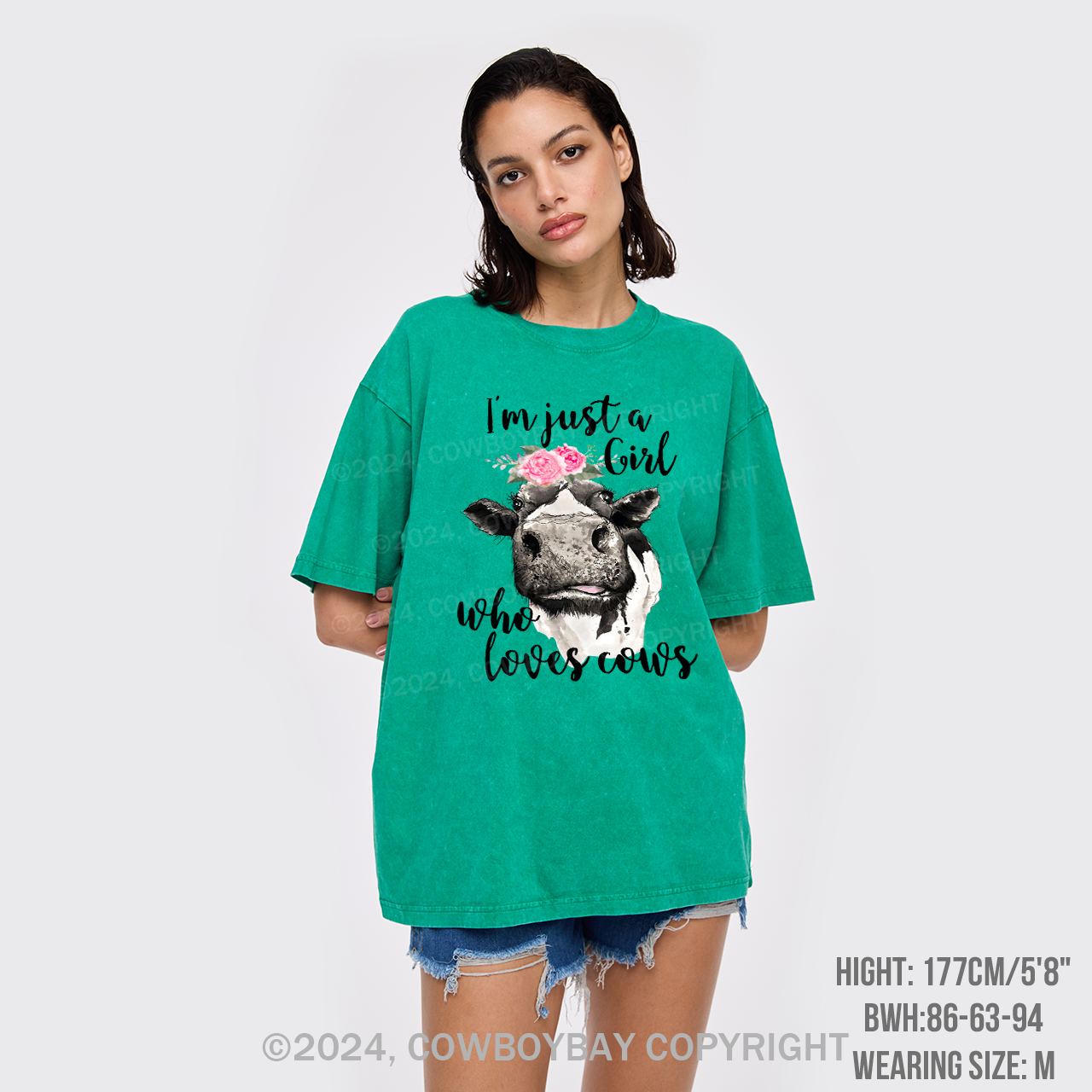 I'm Just A Girl Who Loves Cows Cowboy Garment-dye Tees