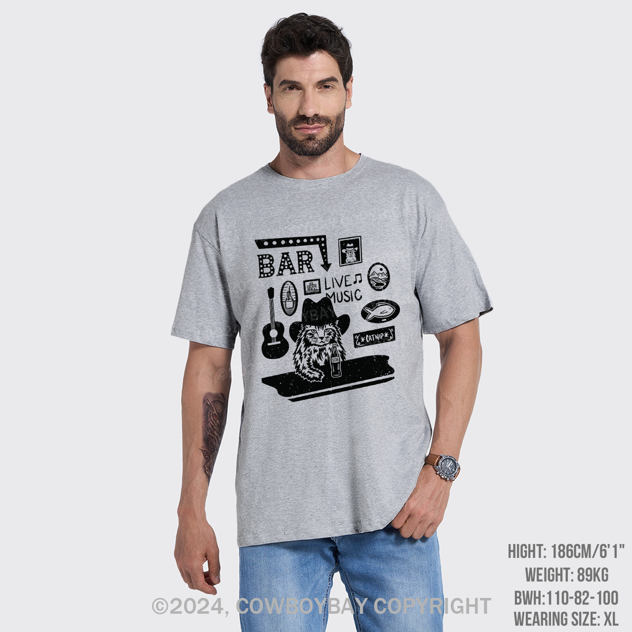 Cat with A Cowboy Hat In A Country Bar T-Shirts