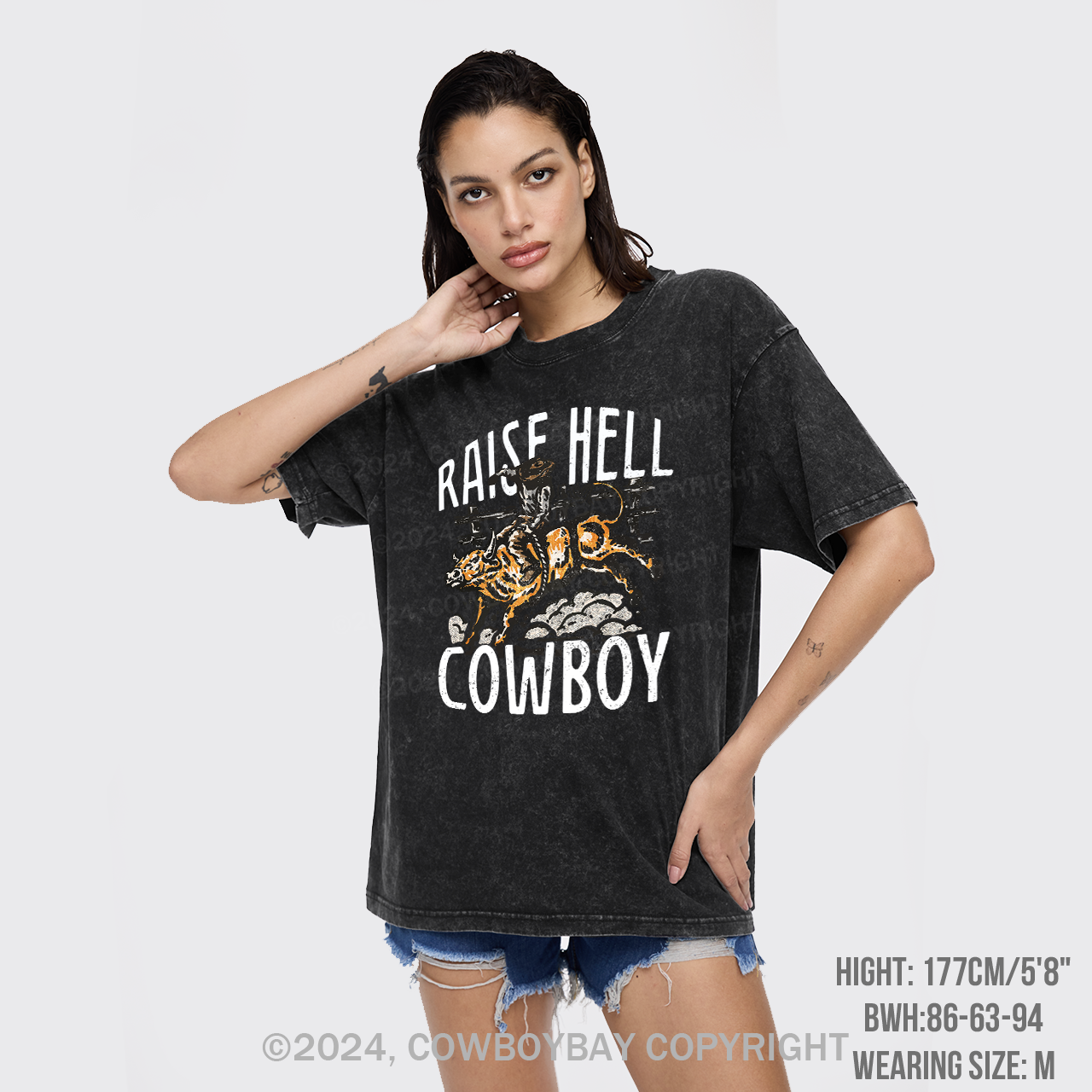 Raise Hell Cowboy Garment-dye Tees