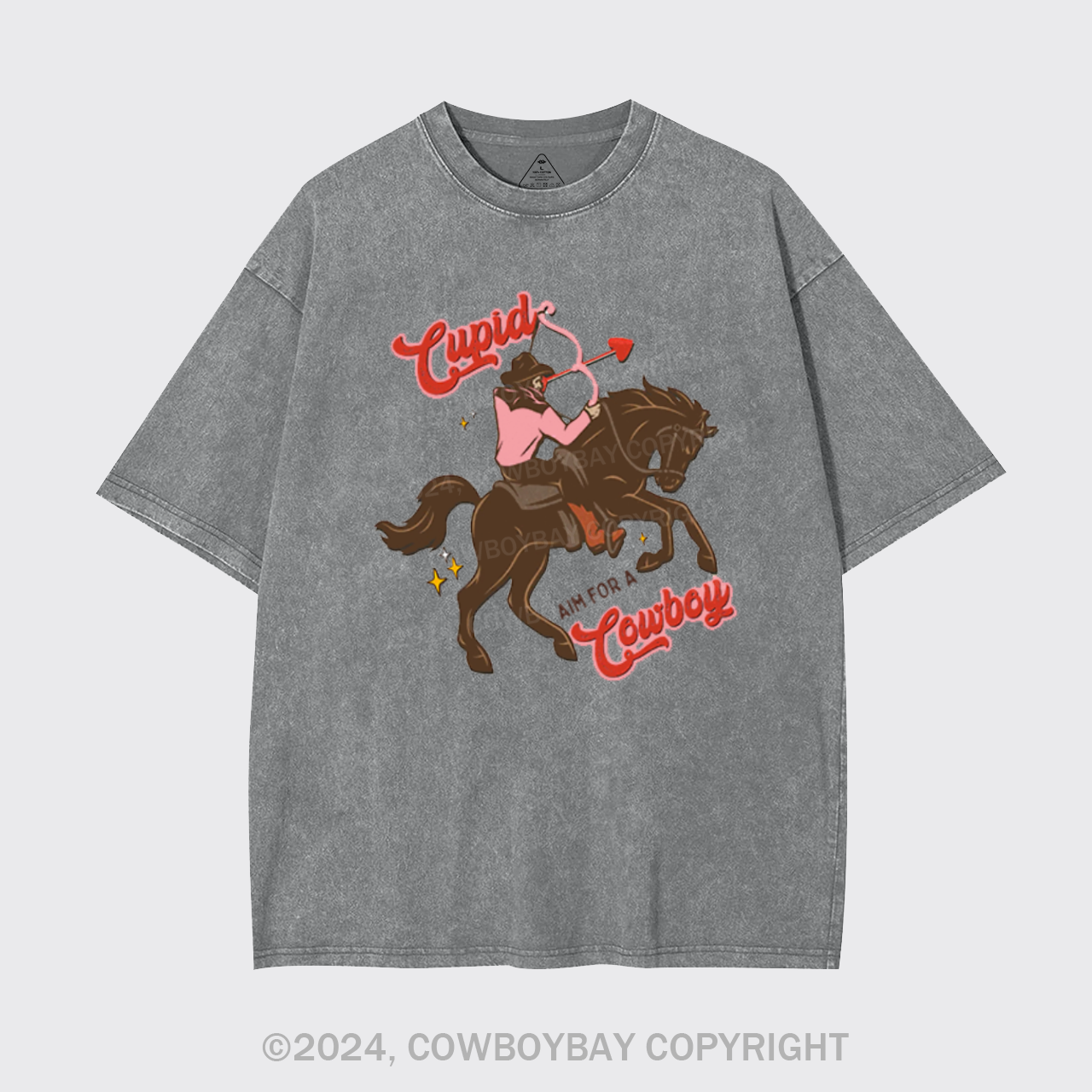 Valentine Cupid Aim For A Cowboy Garment-dye Tees