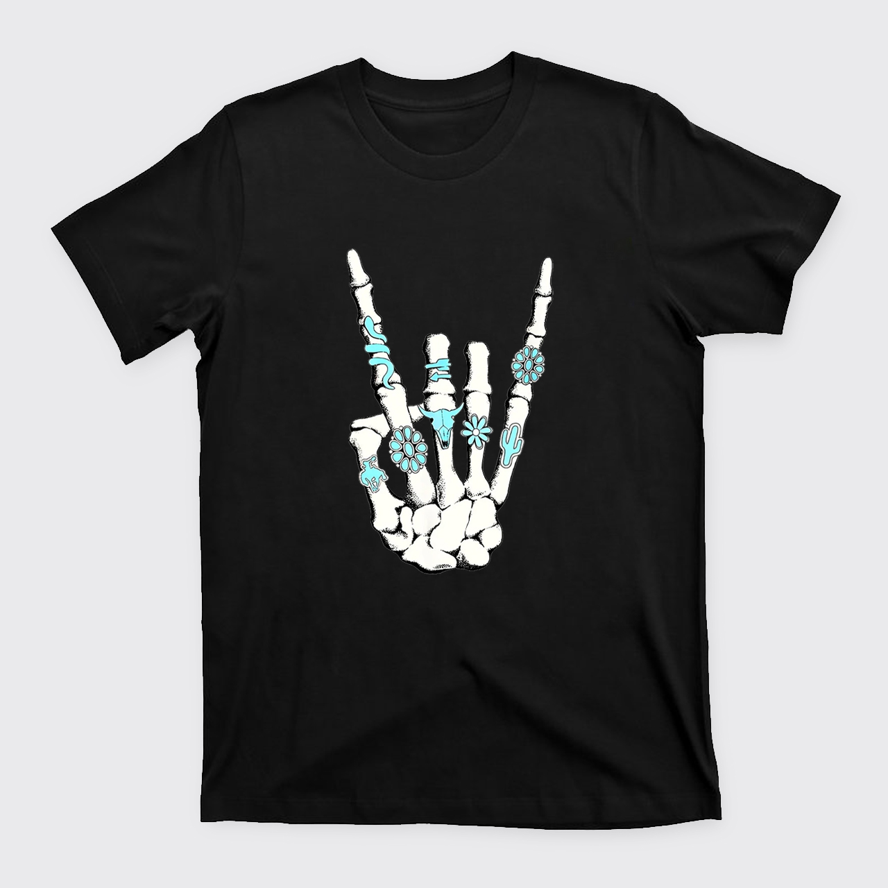 Western Rock On Skeleton T-Shirts