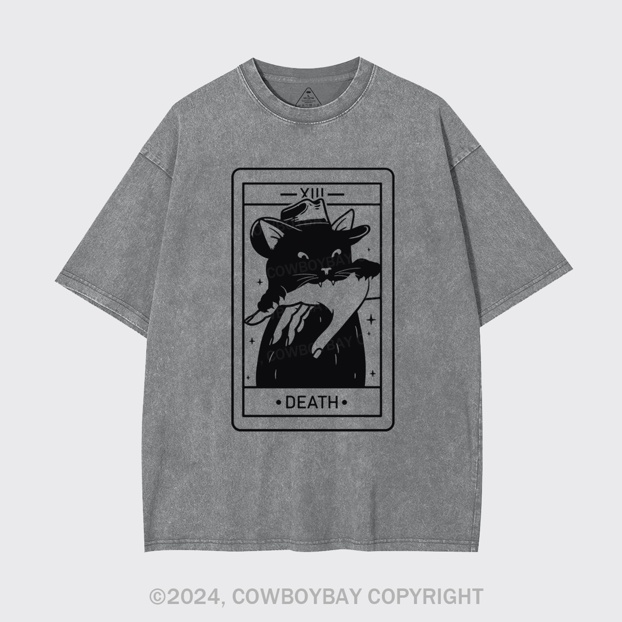 Tarot Death Witchy Cat Garment-dye Tees