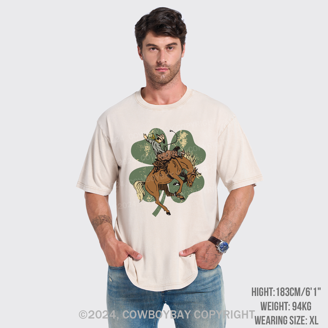 Lucky Bronc Horse Garment-dye Tees