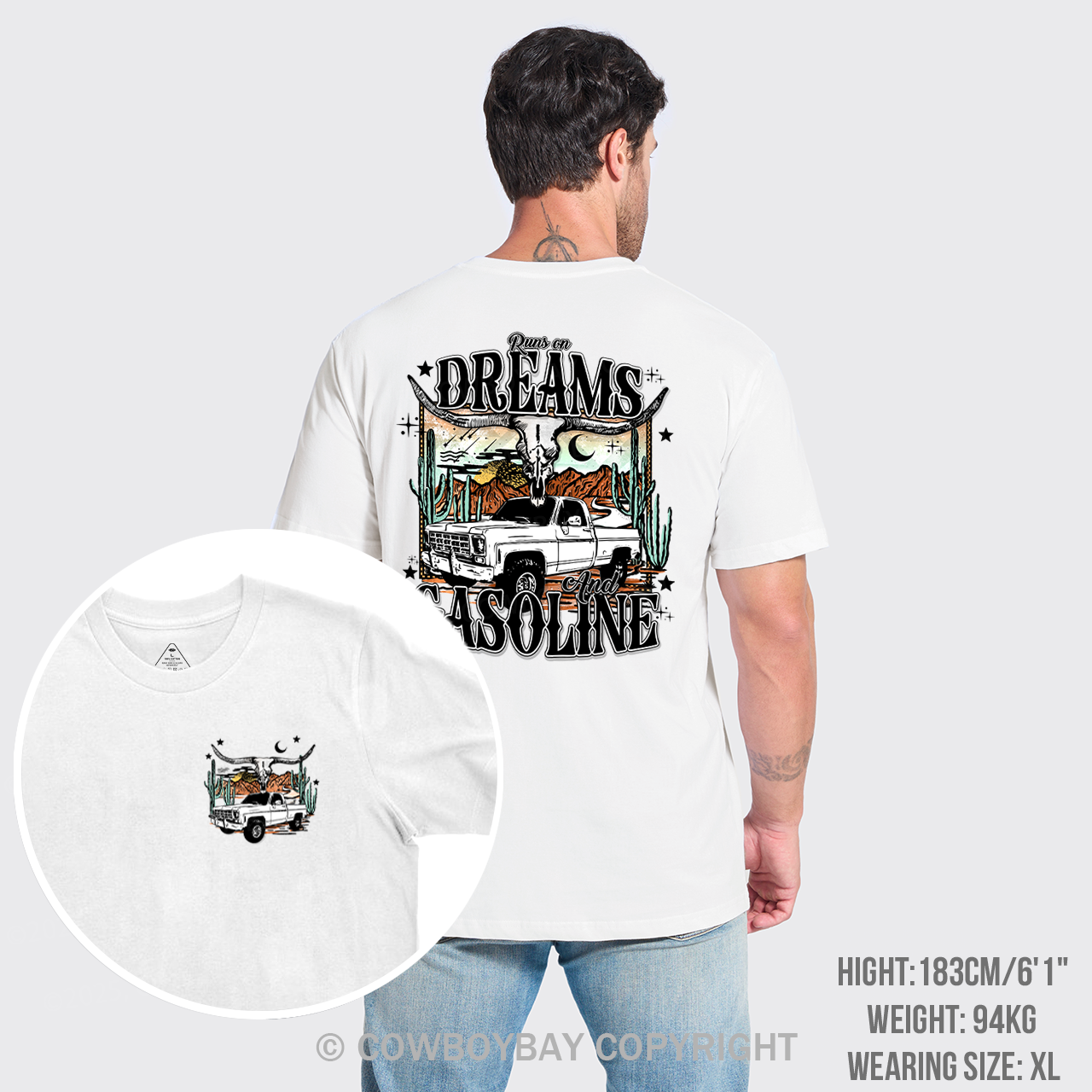 Runs on Dreams and Gasoline Country Cowboy T-Shirts
