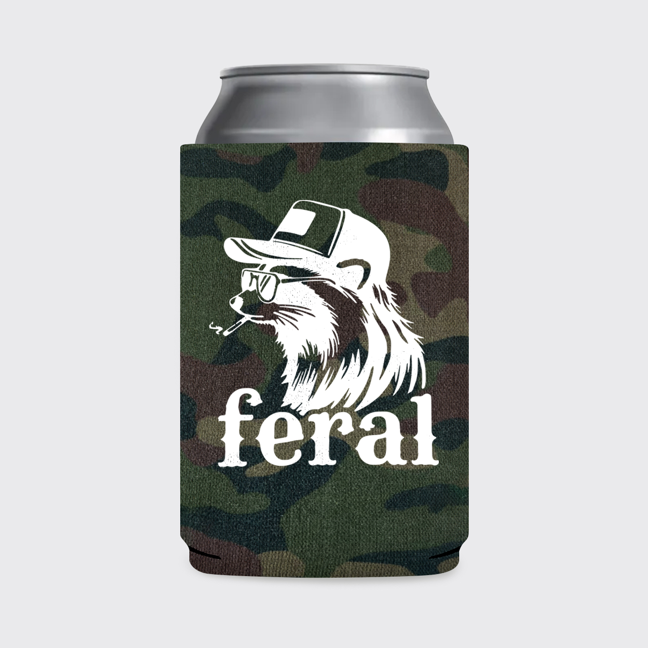 Feral Cowboy Raccoon Koozie