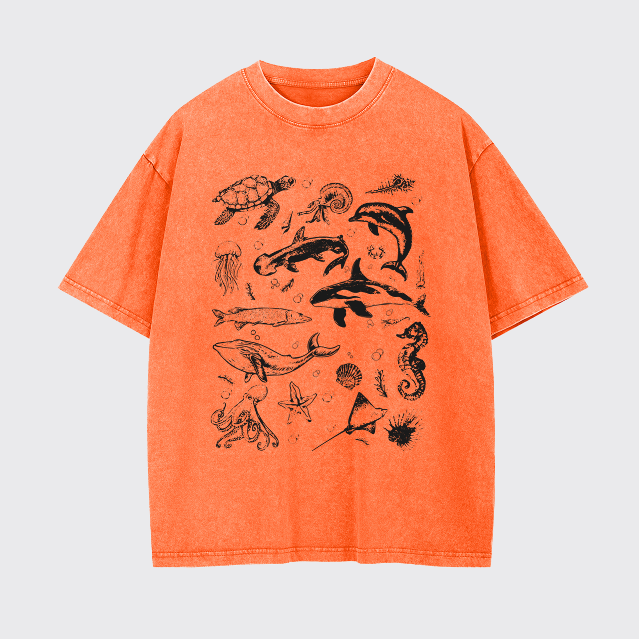 Sea Animal 90s Retro Garment-dye Tees