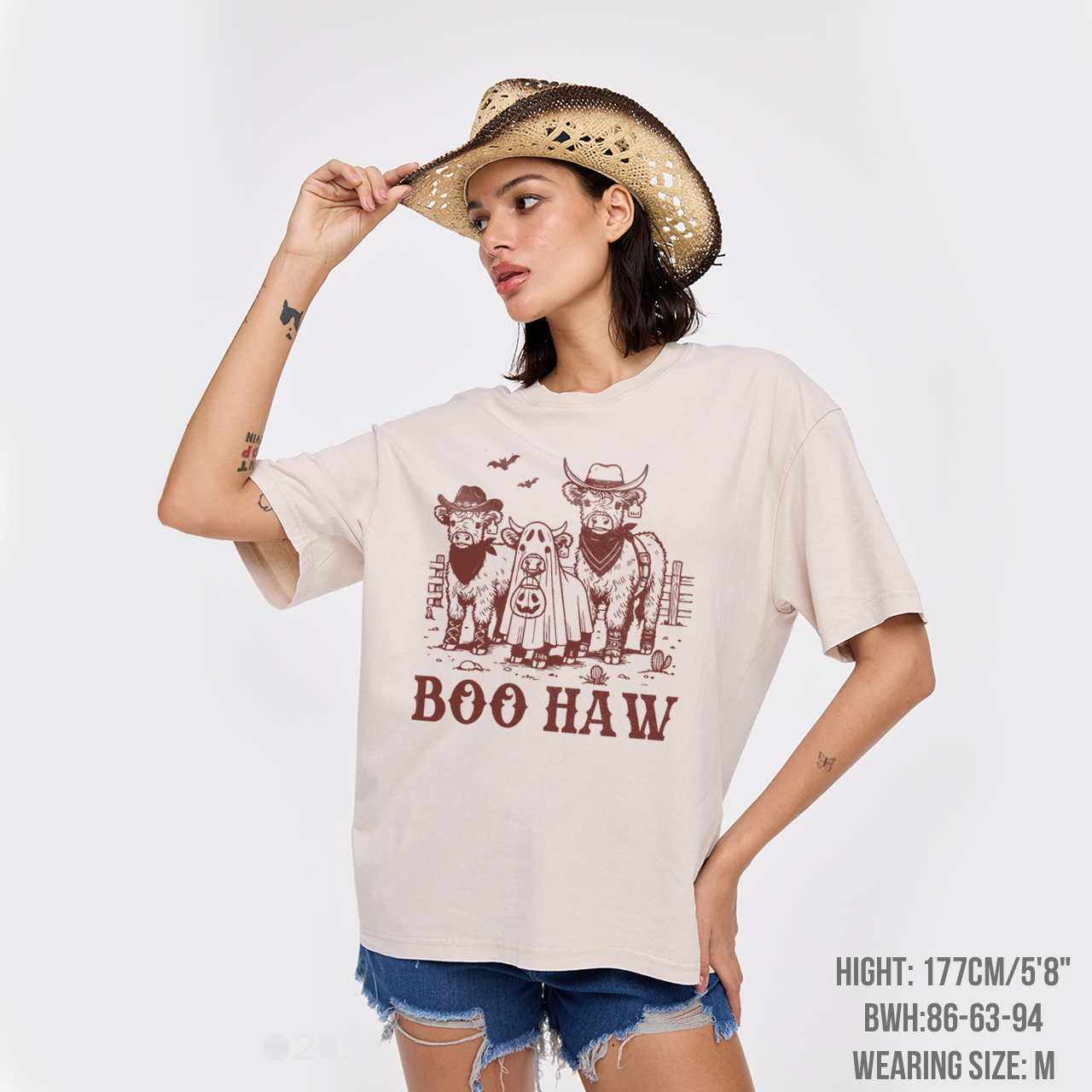 Boo Haw Highland Cow Halloween Garment-dye Tees